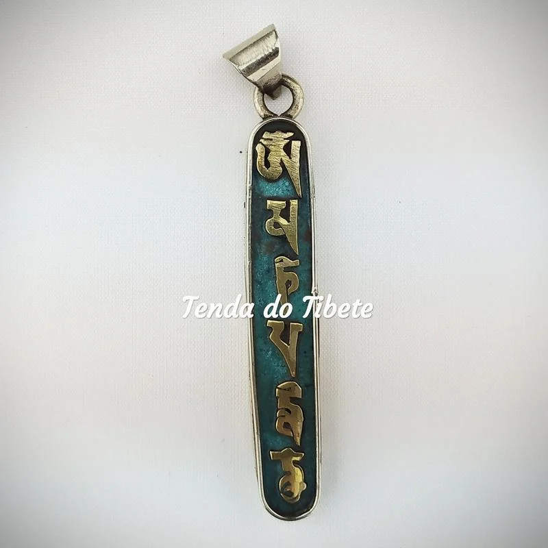 Pendente com Turquesa Om mani padme hum